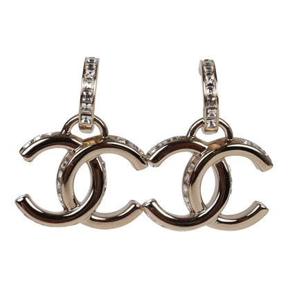 Chanel Gold Crystal CC Dangle Earrings