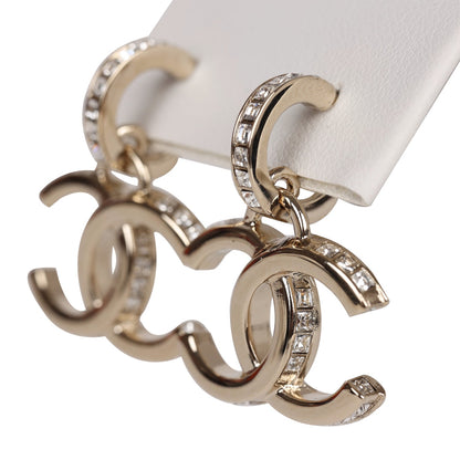 Chanel Gold Crystal CC Dangle Earrings