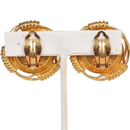 Chanel Vintage 24K Gold Plated White Gripoix Earrings