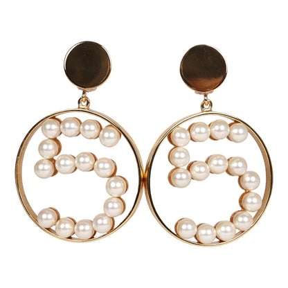 Chanel Vintage 24K Gold Plated Jumbo No. 5 Faux Pearl Dangle Earrings