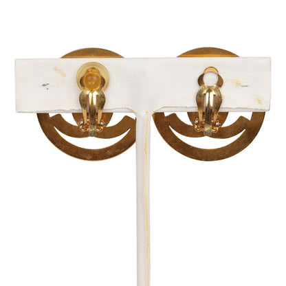 Chanel Vintage 24K Gold Plated CC Circle Turnlock Earrings