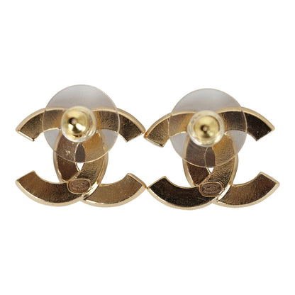 Chanel Crystal CC Stud Earrings Black Gold Metal/Enamel Hardware