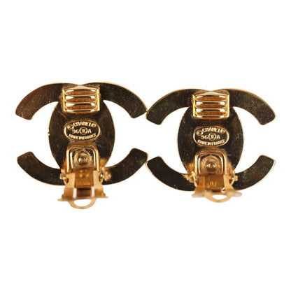 Chanel Vintage 24K Gold Plated Large CC Turnlock Earrings