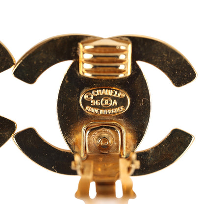Chanel Vintage 24K Gold Plated Large CC Turnlock Earrings