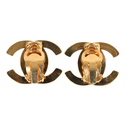 Chanel Vintage 24K Gold Plated Large CC Turnlock Earrings