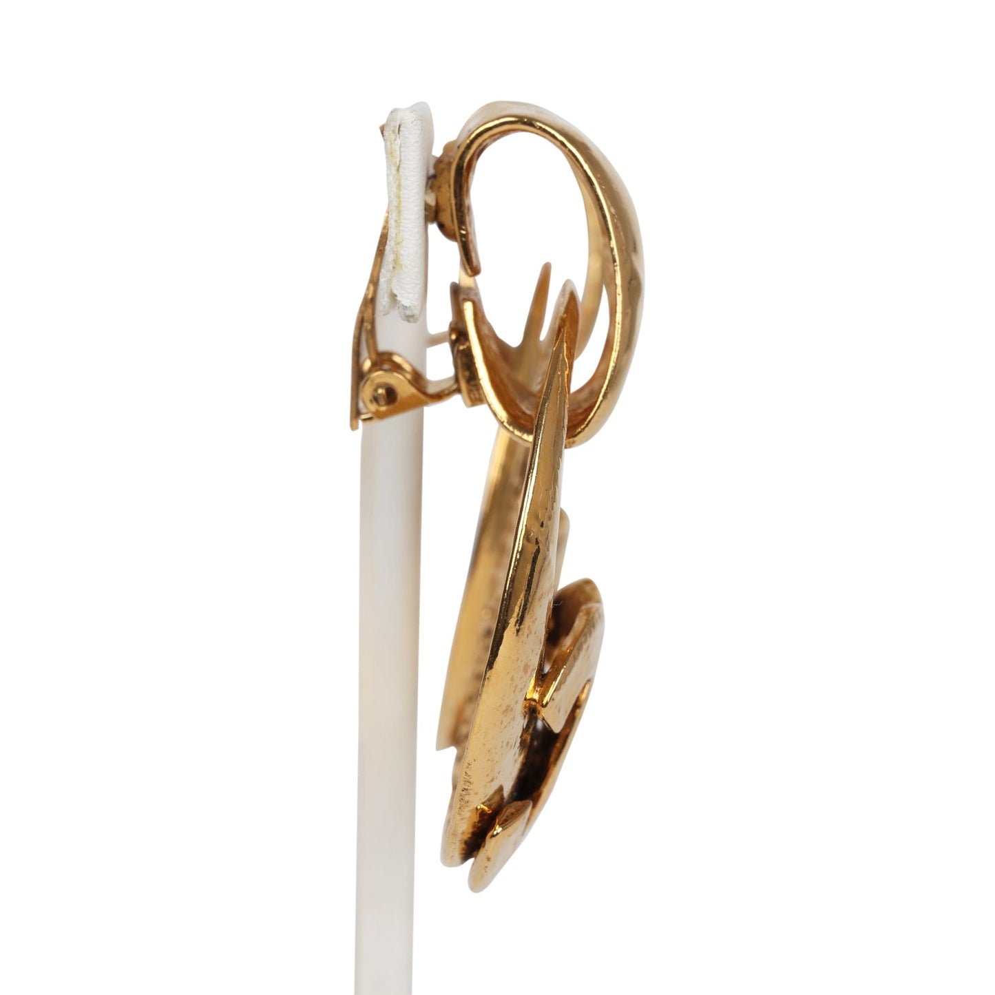 Chanel Vintage Large CC Quilted Knocker Hoop Earrings Gold Hardware