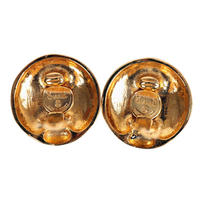 Chanel Vintage 24K Gold Plated Round Coco Mademoiselle Earrings
