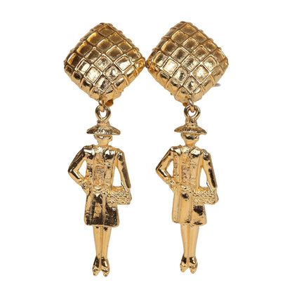 Chanel Vintage 24K Gold Plated Coco Mademoiselle Dangle Earrings