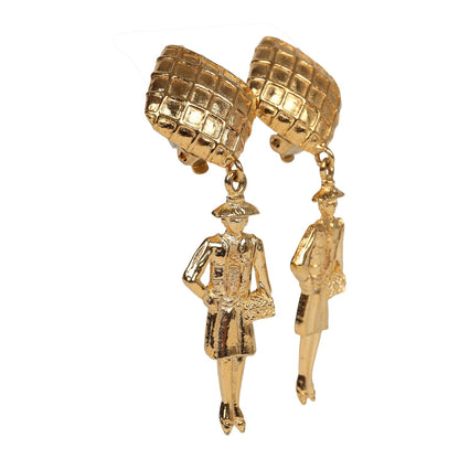 Chanel Vintage 24K Gold Plated Coco Mademoiselle Dangle Earrings