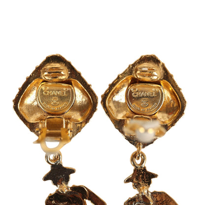Chanel Vintage 24K Gold Plated Coco Mademoiselle Dangle Earrings