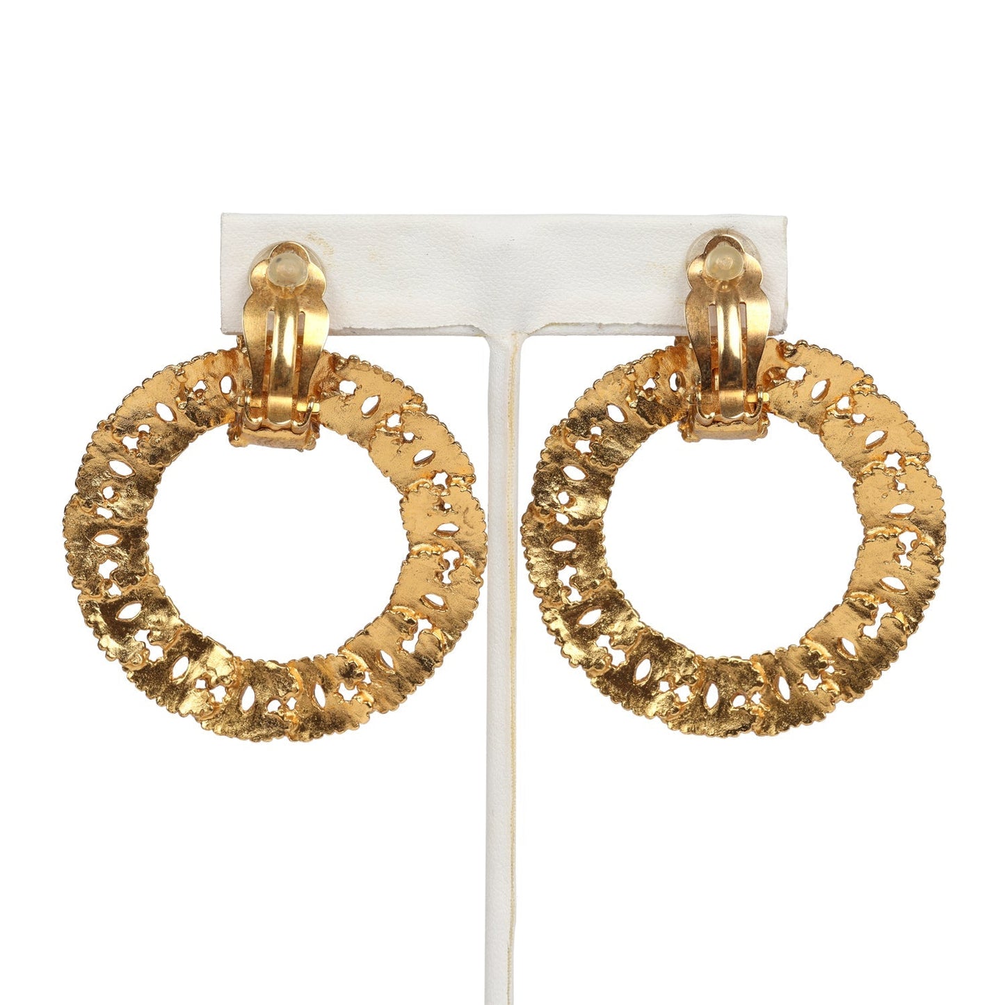 Chanel Vintage 24K Gold Plated Small CC Knocker Hoop Earrings
