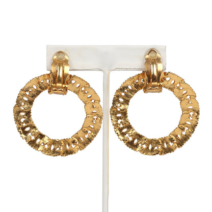 Chanel Vintage 24K Gold Plated Small CC Knocker Hoop Earrings