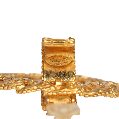 Chanel Vintage 24K Gold Plated Small CC Knocker Hoop Earrings