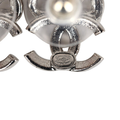 Chanel Mini Crystal Bow CC Stud Earrings Silver Hardware