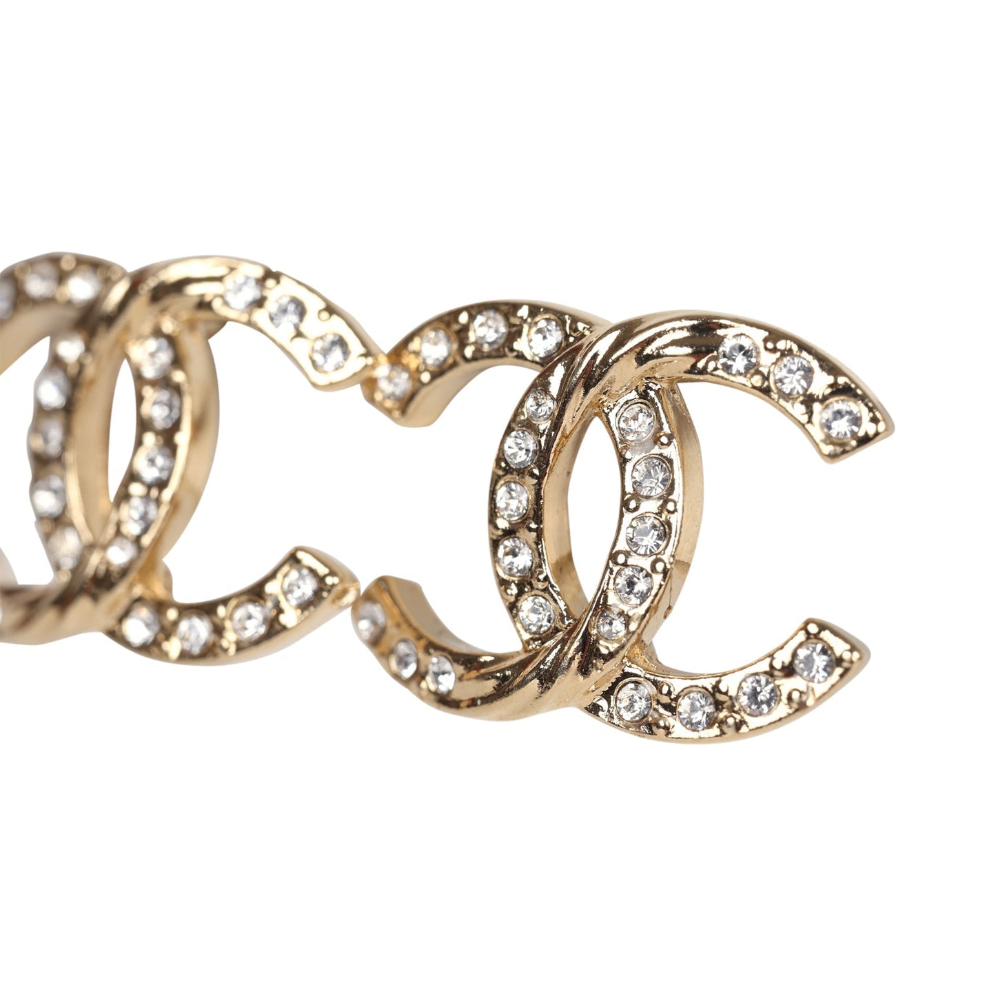 Chanel Small Crystal CC Stud Earrings Gold Hardware