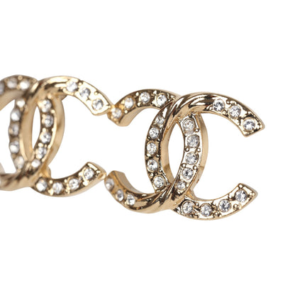 Chanel Small Crystal CC Stud Earrings Gold Hardware