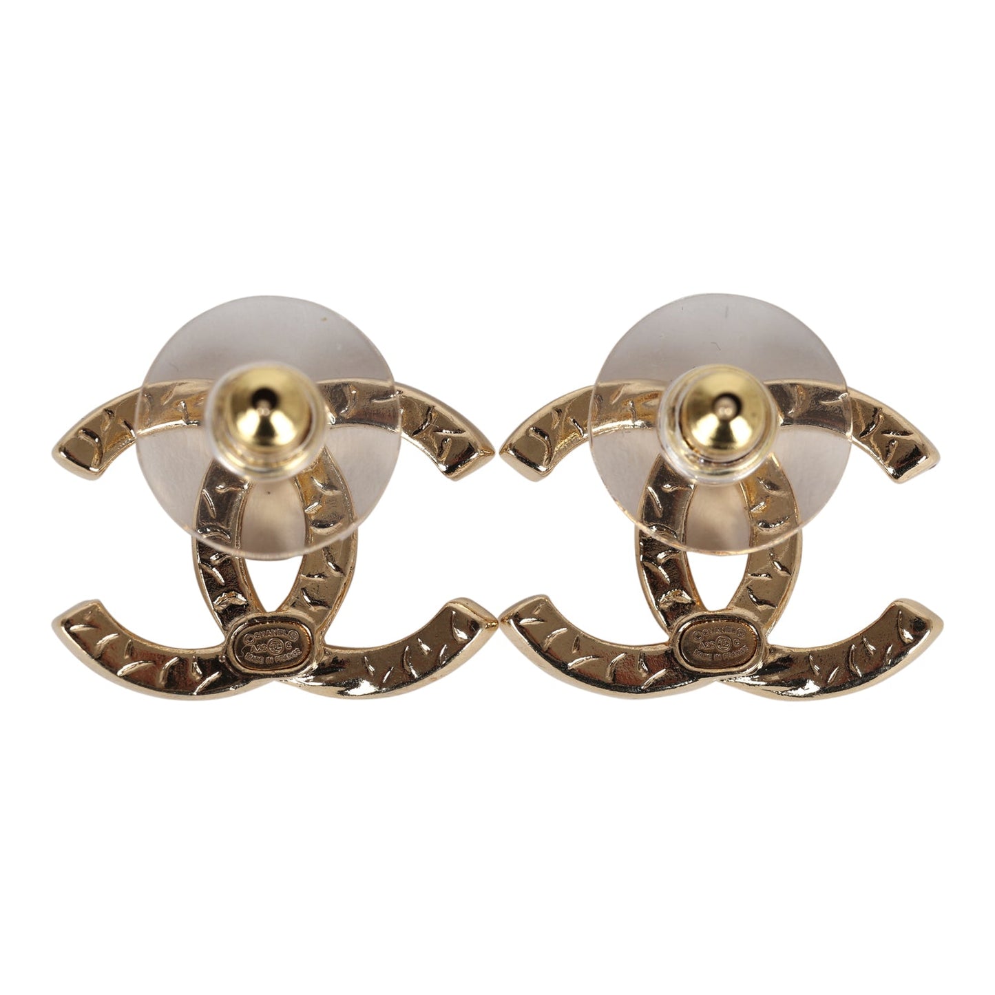 Chanel Small Crystal CC Stud Earrings Gold Hardware