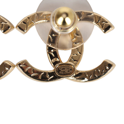 Chanel Small Crystal CC Stud Earrings Gold Hardware