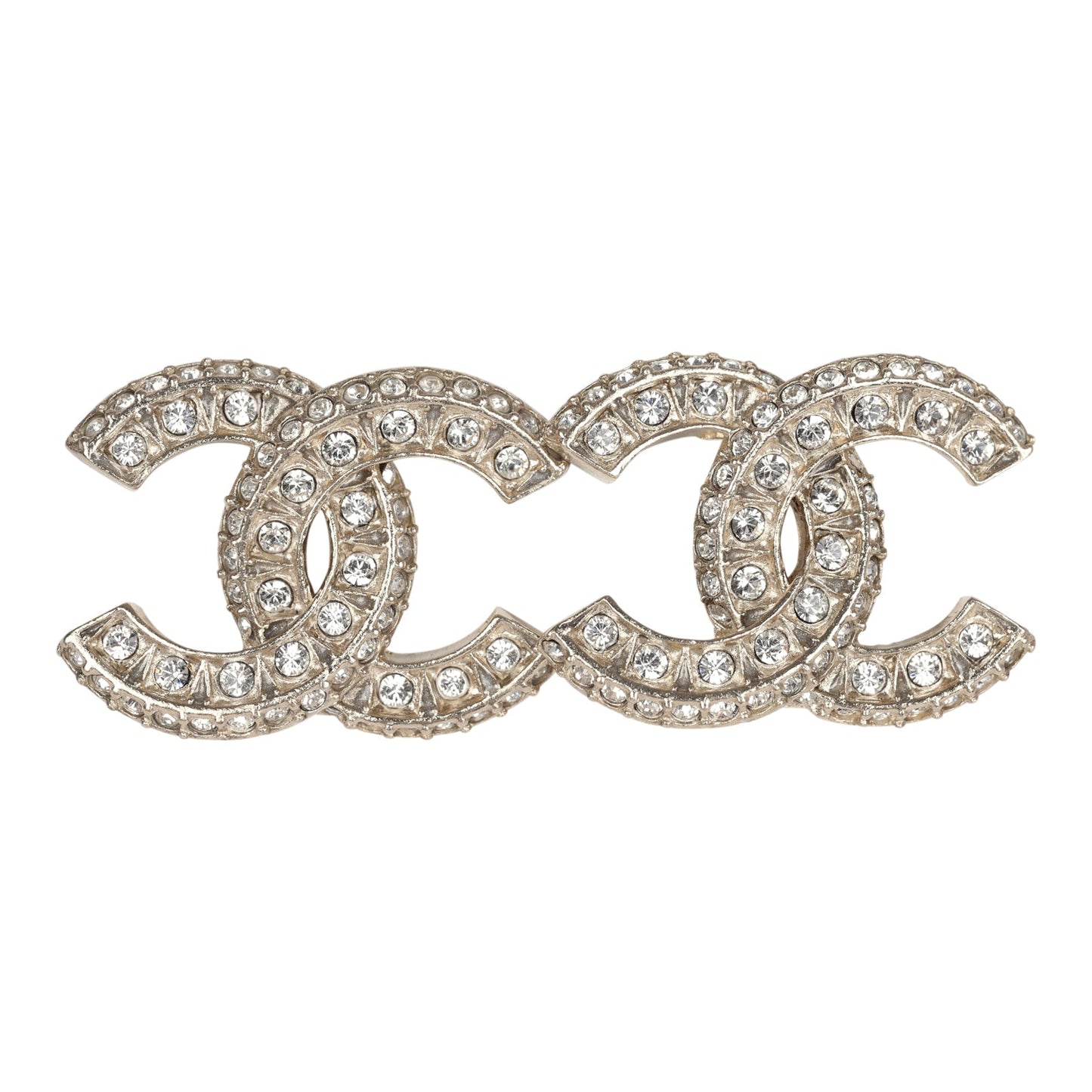 Chanel Crystal CC Stud Earrings Light Gold Tone Hardware