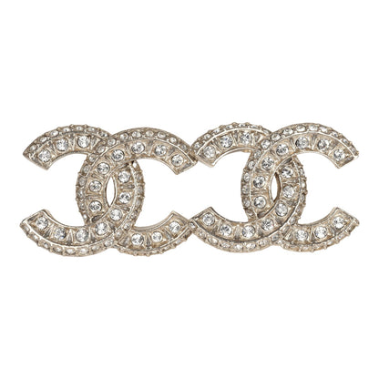 Chanel Crystal CC Stud Earrings Light Gold Tone Hardware
