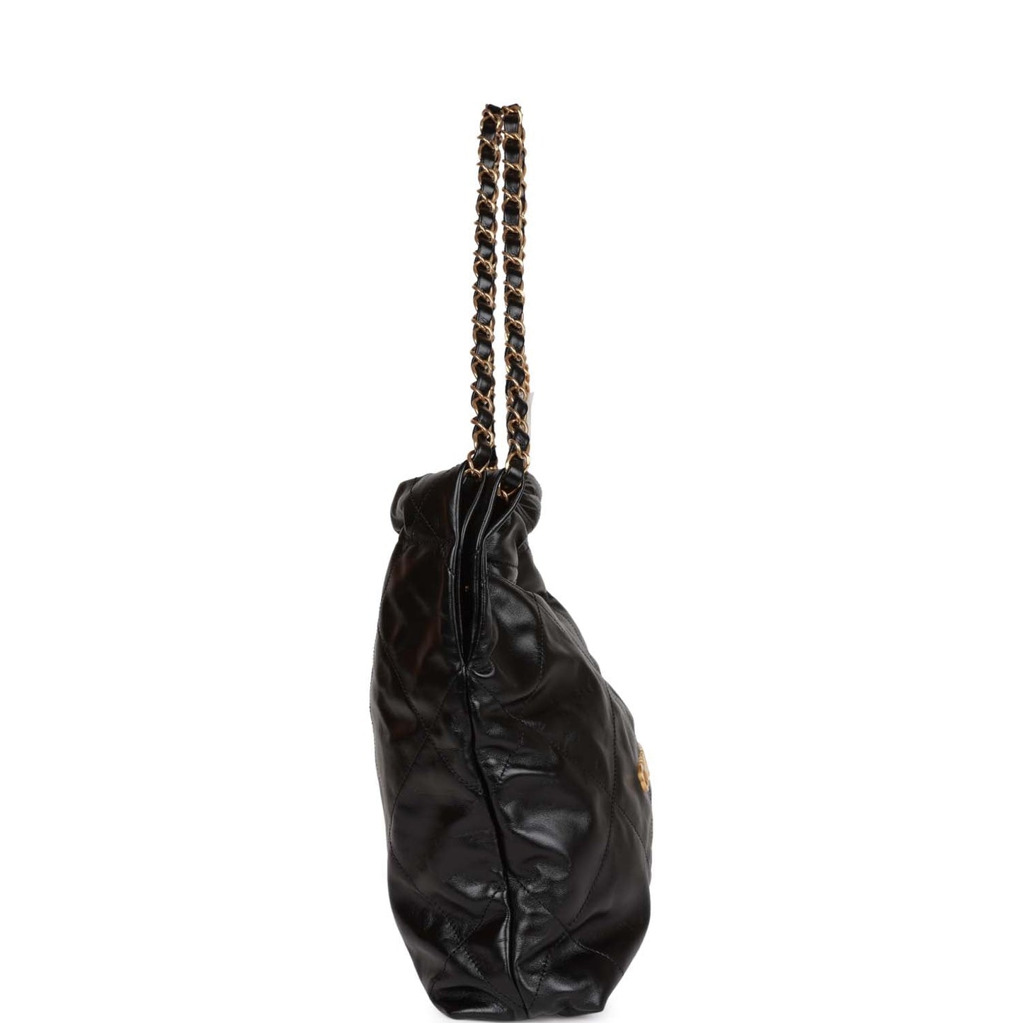 Chanel Small 22 Bag Black Lambskin Antique Gold Hardware