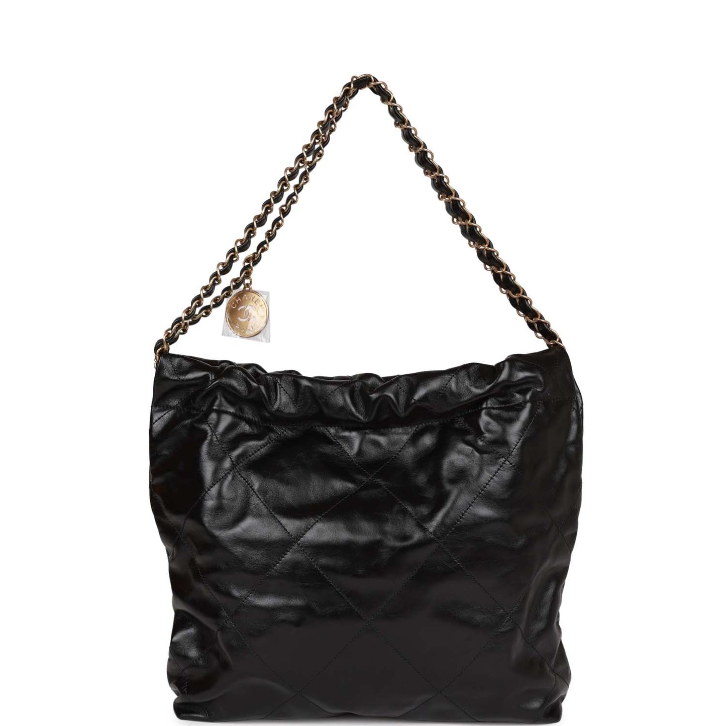 Chanel Small 22 Bag Black Lambskin Antique Gold Hardware