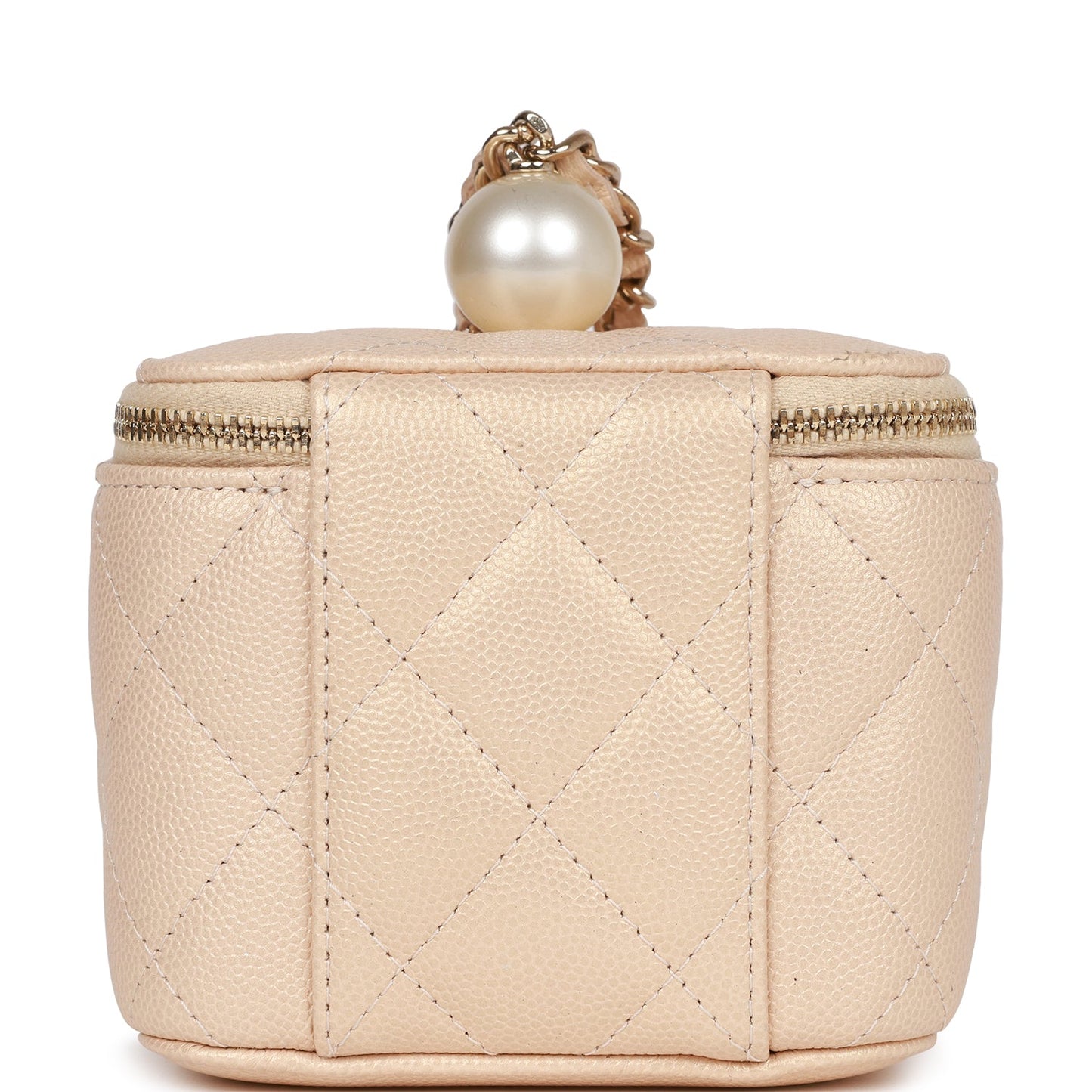 Chanel Mini Pearl Vanity Beige Caviar Iridescent Light Gold Hardware