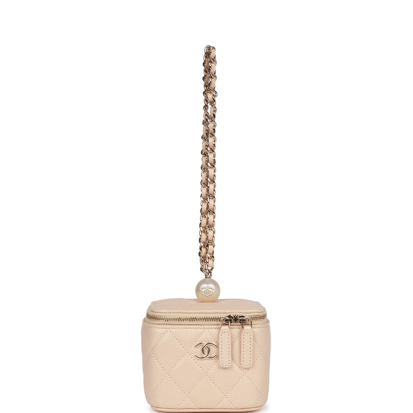 Chanel Mini Pearl Vanity Beige Caviar Iridescent Light Gold Hardware
