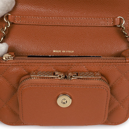 Chanel Micro Business Affinity Bag Caramel Caviar Light Gold Hardware