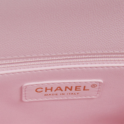 Chanel Medium Coco Handle Flap Bag Light Pink Caviar Light Gold Hardware