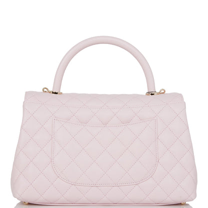 Chanel Medium Coco Handle Flap Bag Light Pink Caviar Light Gold Hardware