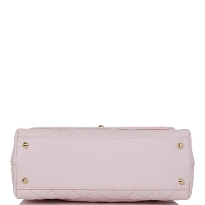Chanel Medium Coco Handle Flap Bag Light Pink Caviar Light Gold Hardware