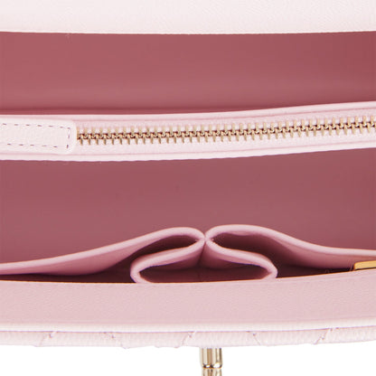 Chanel Medium Coco Handle Flap Bag Light Pink Caviar Light Gold Hardware