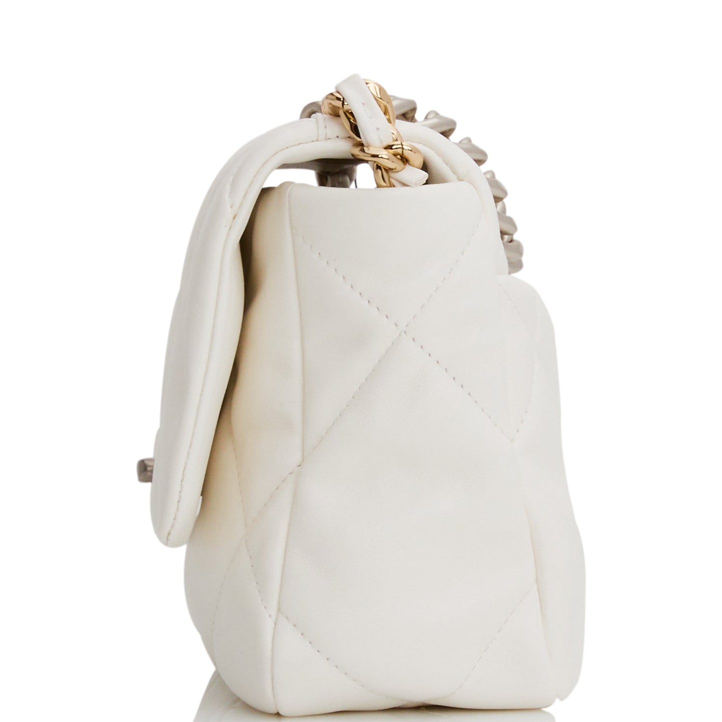 Chanel Medium 19 Flap Bag White Goatskin Mixed Hardware