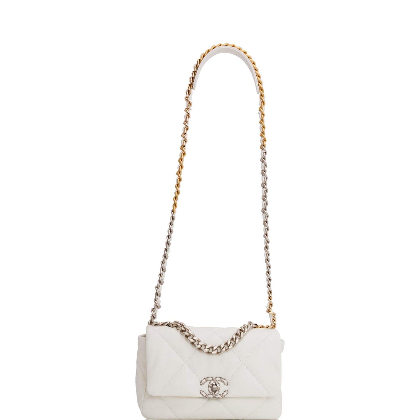 Chanel Medium 19 Flap Bag White Goatskin Mixed Hardware
