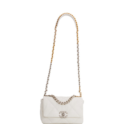 Chanel Medium 19 Flap Bag White Goatskin Mixed Hardware