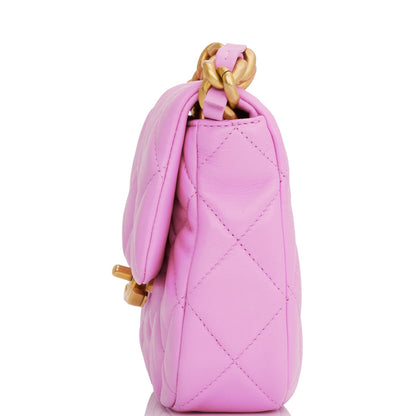 Chanel Lacquered Metal Mini Flap Bag Dark Pink Lambskin Antique Gold Hardware