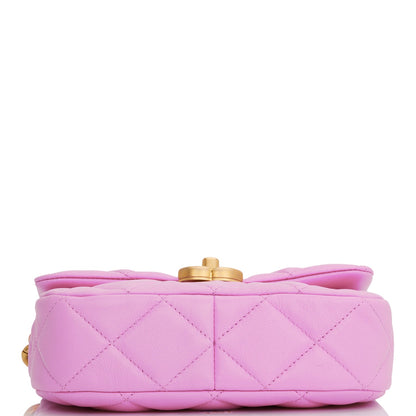 Chanel Lacquered Metal Mini Flap Bag Dark Pink Lambskin Antique Gold Hardware
