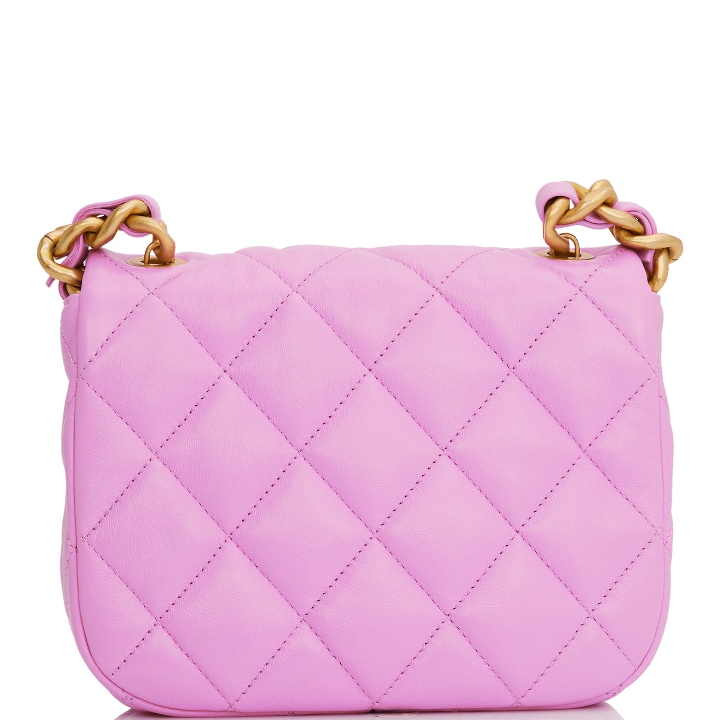 Chanel Lacquered Metal Mini Flap Bag Dark Pink Lambskin Antique Gold Hardware