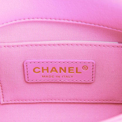 Chanel Lacquered Metal Mini Flap Bag Dark Pink Lambskin Antique Gold Hardware