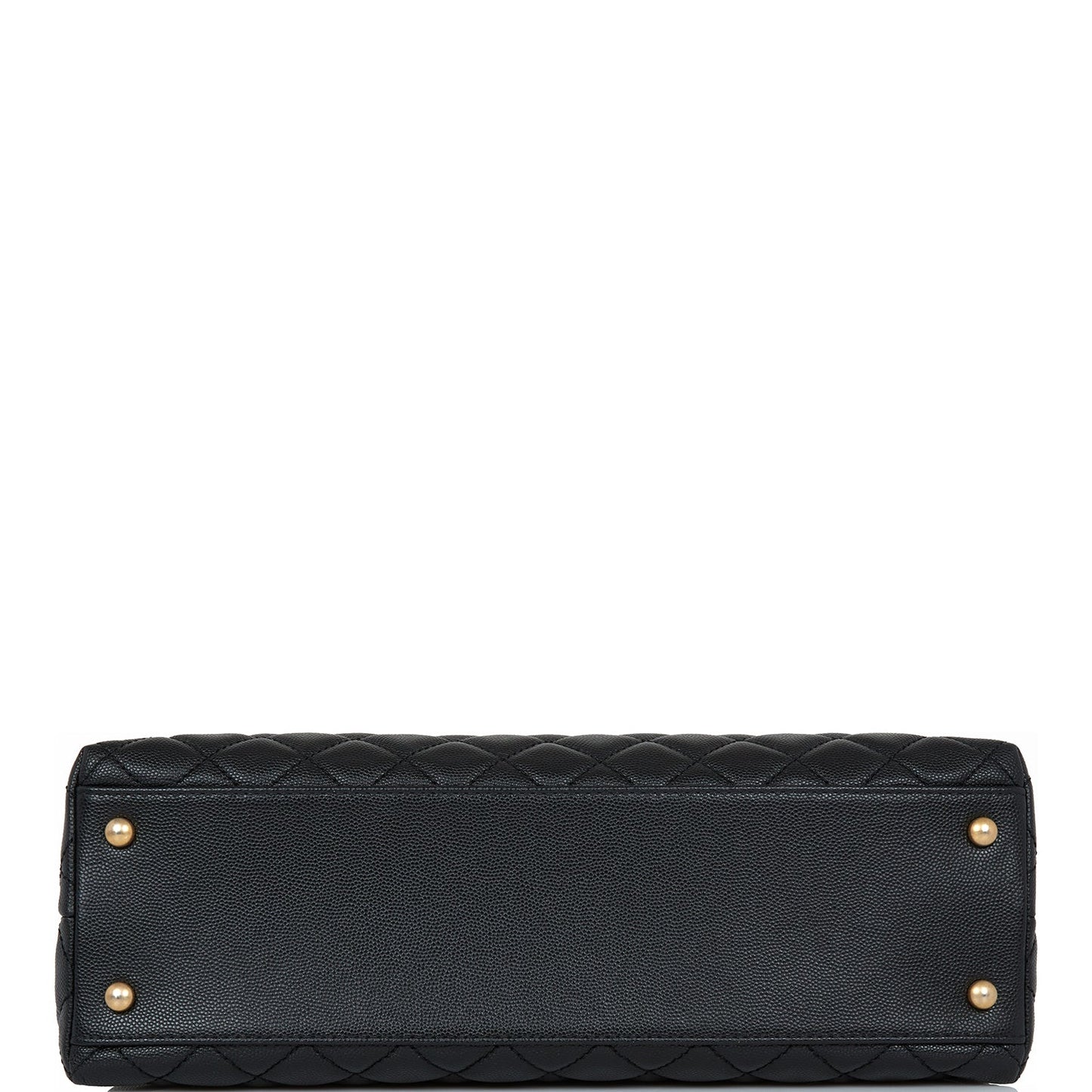 Chanel Large Coco Handle Flap Bag Black Caviar Lizard Handle Antique Gold Hardware