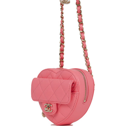 Chanel CC In Love Heart Belt Bag Pink Lambskin Light Gold Hardware