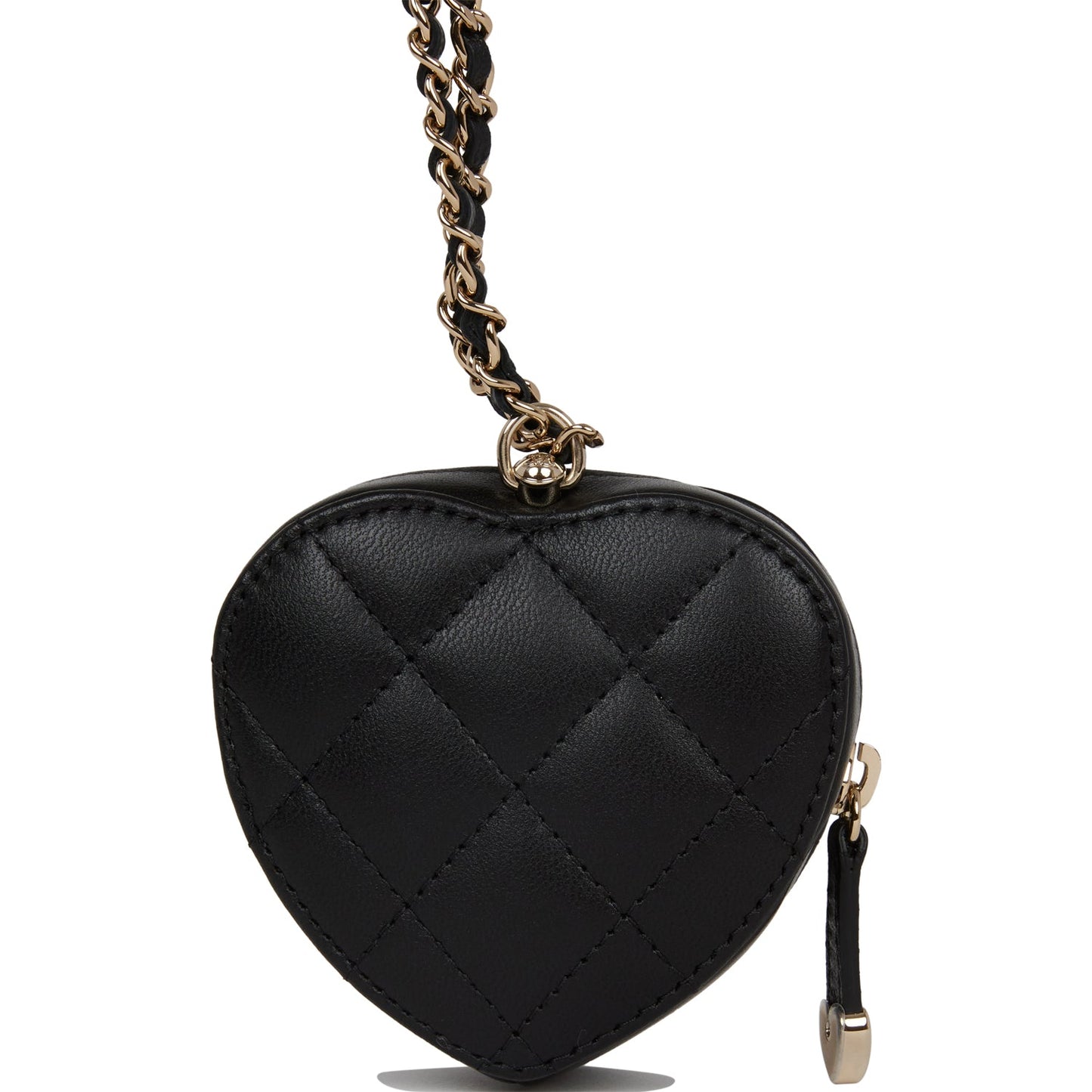 Chanel CC In Love Heart Necklace Bag Black Lambskin Light Gold Hardware