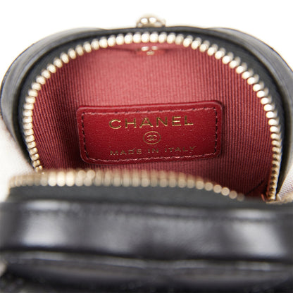 Chanel CC In Love Heart Necklace Bag Black Lambskin Light Gold Hardware