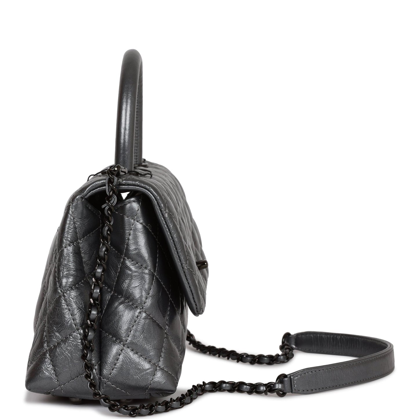 Chanel Small Coco Handle Flap Bag So Black Calfskin Black Hardware