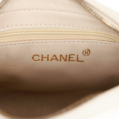 Chanel Vintage Mini Camera Bag Beige Satin Gold Hardware