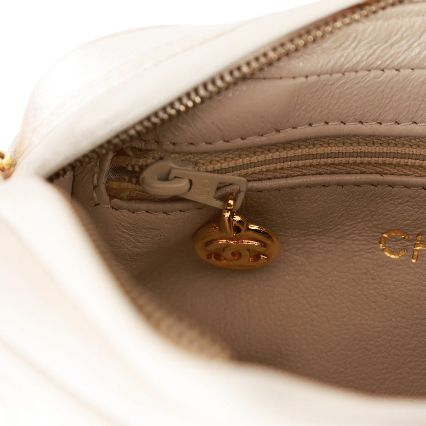 Chanel Vintage Mini Camera Bag Beige Satin Gold Hardware