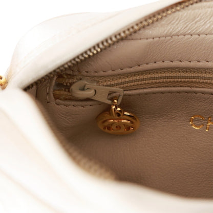 Chanel Vintage Mini Camera Bag Beige Satin Gold Hardware