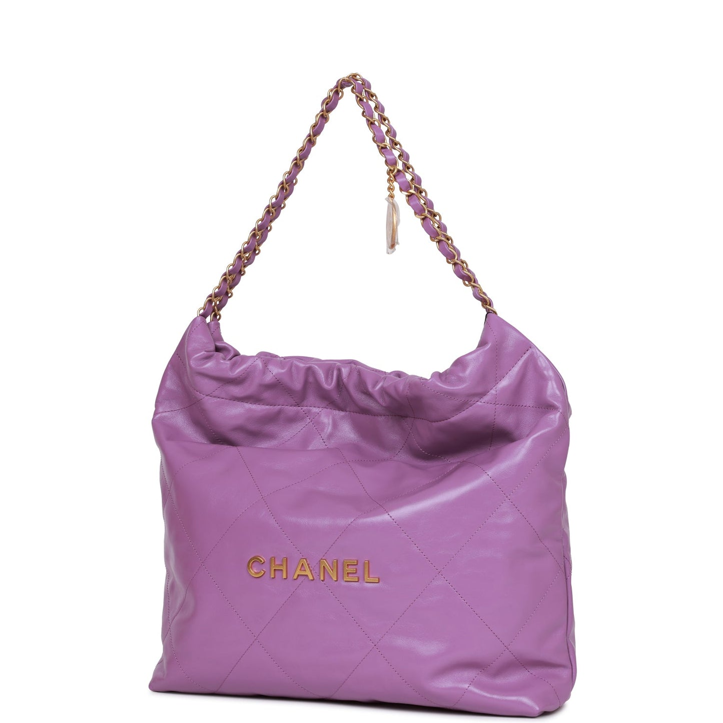 Chanel Medium 22 Bag Purple Calfskin Gold Hardware