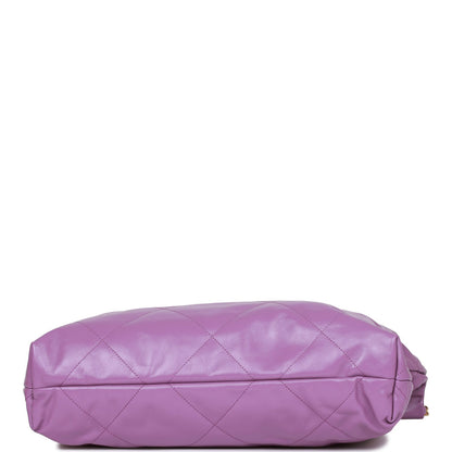 Chanel Medium 22 Bag Purple Calfskin Gold Hardware